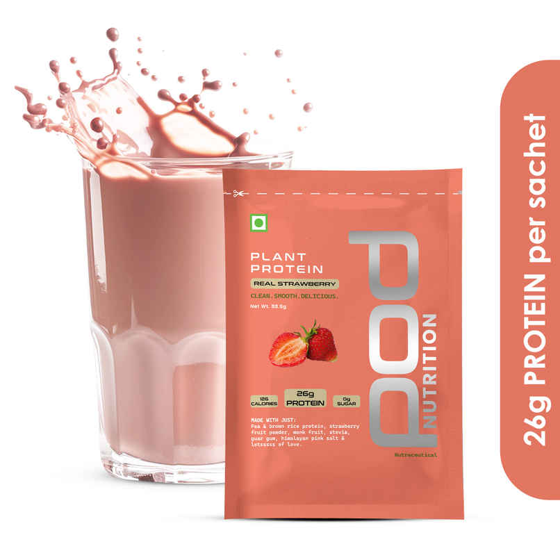Pod Nutrition Real Strawberry Plant Protein- 26G Protein - Single Serve