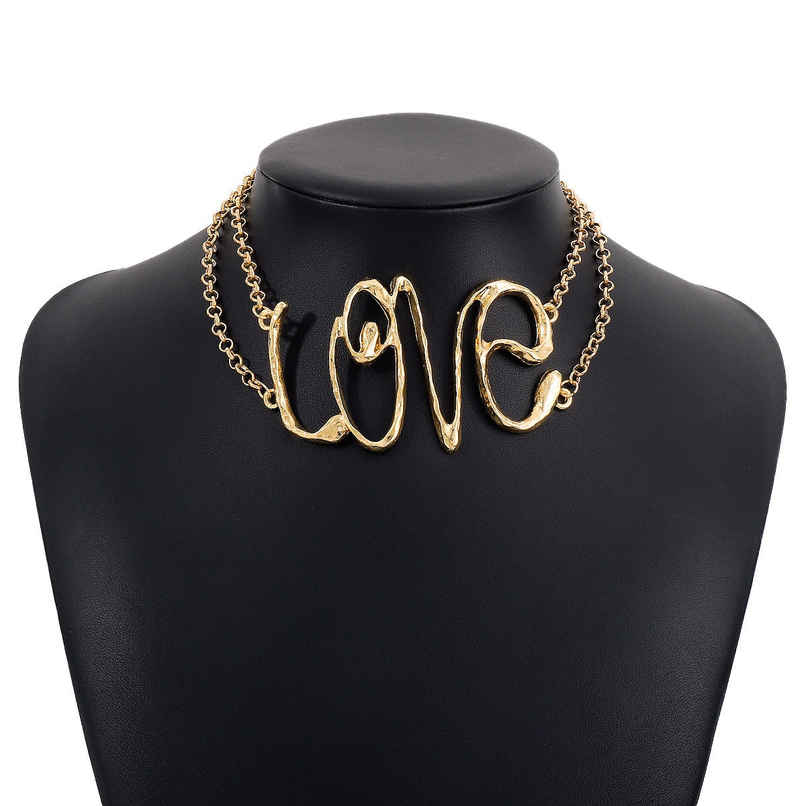 Just Lil Things Gold 'LOVE' Statement Necklace | jltn0697