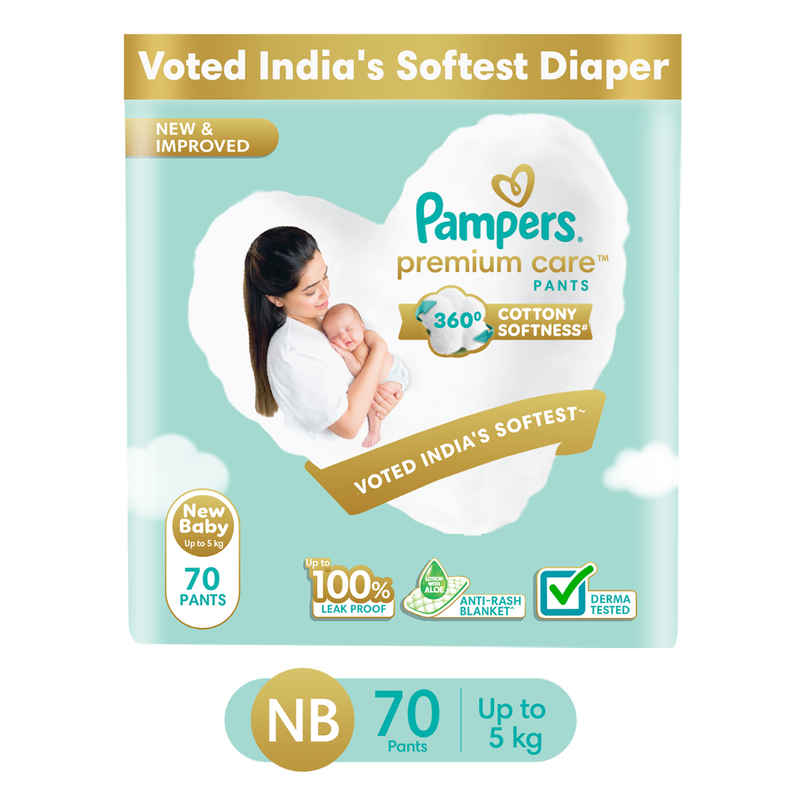 Pampers Premium Care Baby Diapers | Pant Style | NB | 70 pcs