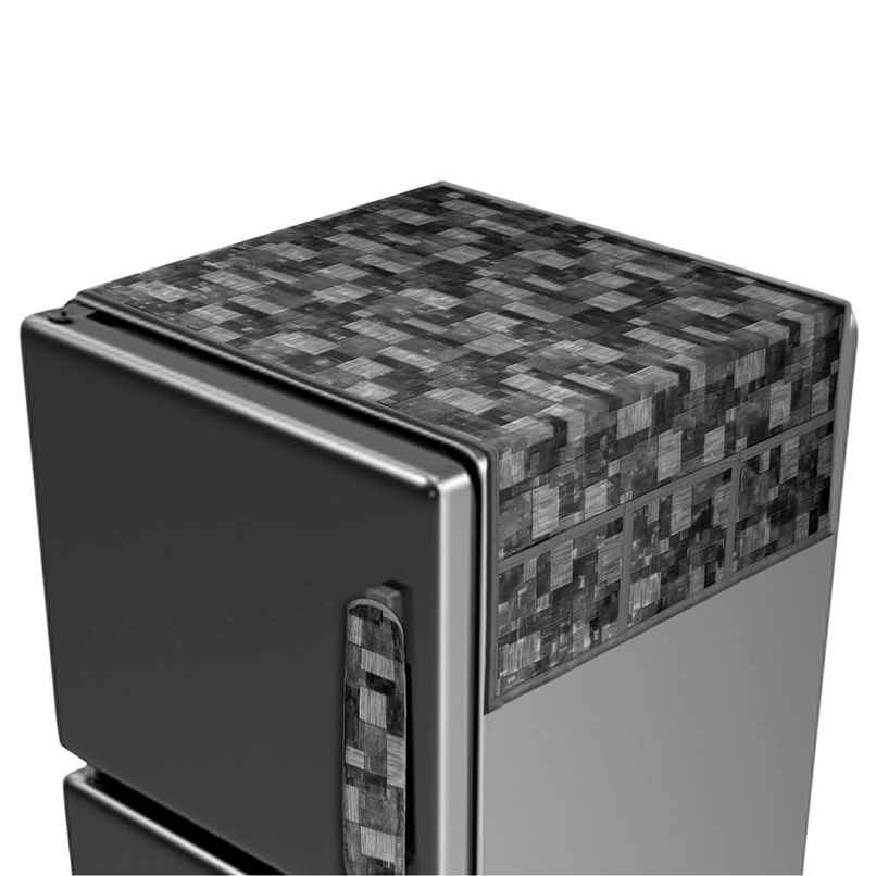 Kuber Industries PVC New Check Fridge Top Cover with 6 Utility Pockets|Gray