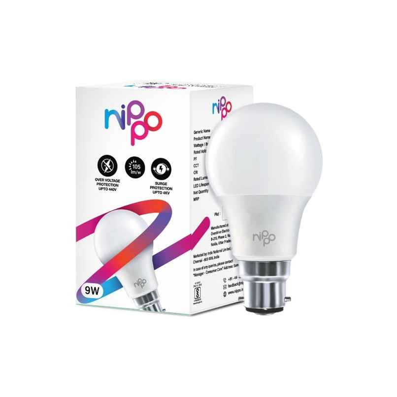 Nippo 9W LED Bulb | Cool Light | B22 Base Holder Nippo 9W LED Bulb | Cool Light | B22 Base Holder