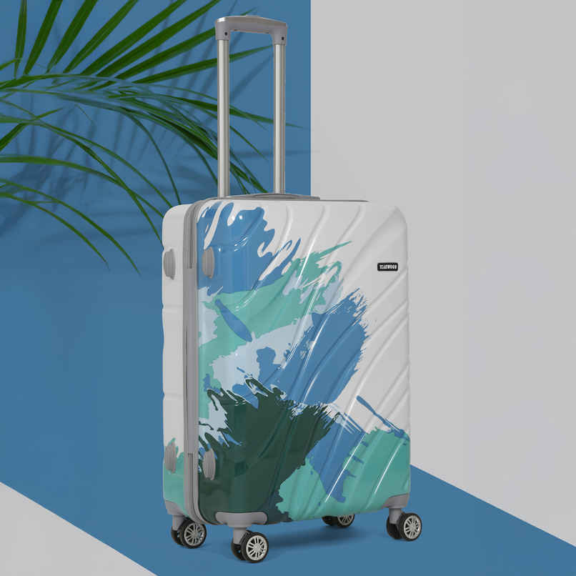 Teakwood ABS and Polycarbonate 65 L Telescopic Hard Luggage Trolley Bag | Blue - M