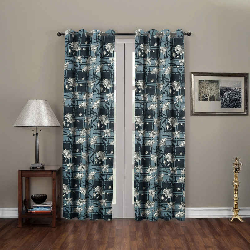 BAY6 Microfiber Cotton Door Curtains | Set of 2 | 7x4 ft | Black