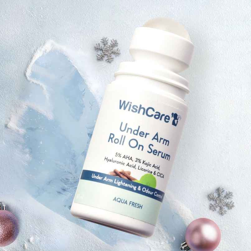 Wishcare Under Arm Roll On Serum - 5% Aha 3% Kojic Acid - Underarm Lightening & Odour Control -Aqua