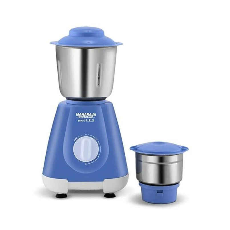 Maharaja Whiteline Smart 1..2..3 Mixer Grinder | 500 W Motor | 2 Jars - Blue Maharaja Whiteline Smart 1..2..3 Mixer Grinder | 500 W Motor | 2 Jars - Blue