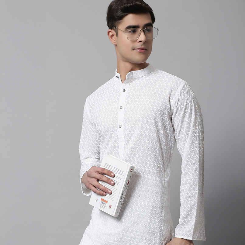 Jompers Men's Kurta | Ko 561 | White - M