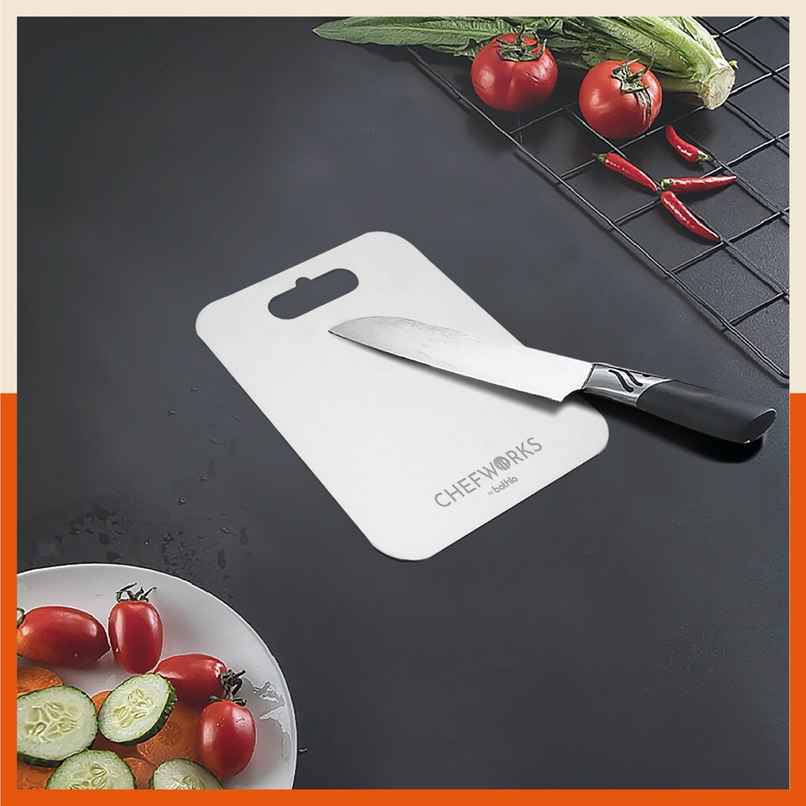 Bathla Stainless Steel Chopping Board - Small (15 cm x 20 cm - 2mm Thick) Bathla Stainless Steel Chopping Board - Small (15 cm x 20 cm - 2mm Thick)