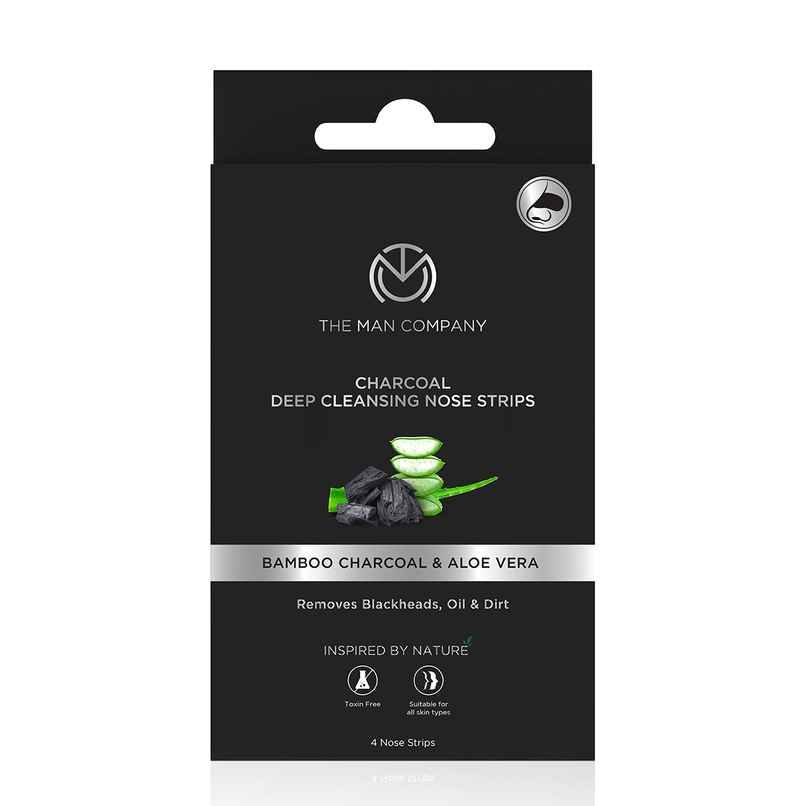 The Man Company Charcoal Nose Strips With Aloevera Extract - Whitehead & Blackhead Remover
