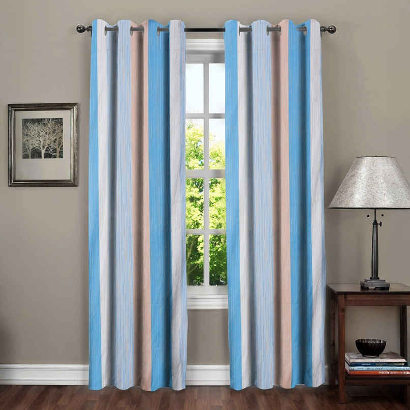 BAY6 Polyester Long Door Curtains | Set of 2 | 8x4 ft | Blue