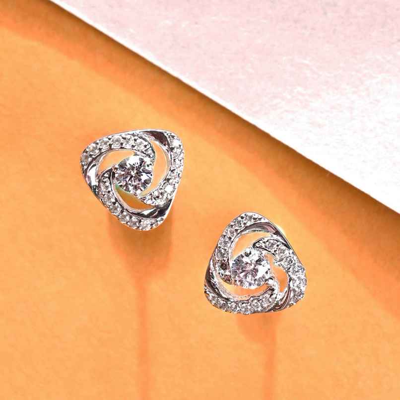 Clara 925 Sterling Silver Bianca Solitaire Stud Earrings | Platinum Plated | Swiss Zirconia