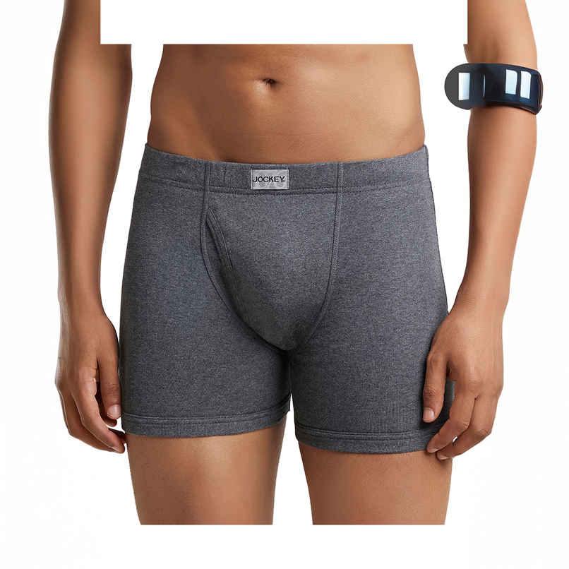 Jockey 8008 Men's Super Combed Cotton Rib Underwear Solid Boxer Brief|Concealed Waistband | Grey-L Jockey 8008 Men's Super Combed Cotton Rib Underwear Solid Boxer Brief|Concealed Waistband | Grey-L