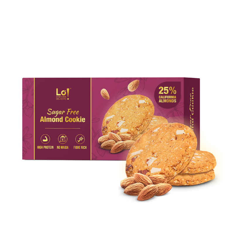Lo Foods Sugar Free Biscuit High Protein 25% Real Almond Cookies High Fiber No Maida Biscuits