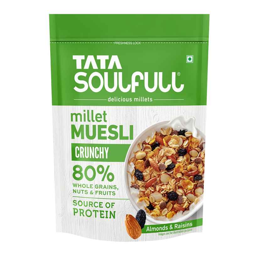 Tata Soulfull Millet Muesli Crunchy | Almonds And Raisins | Breakfast Cereal Tata Soulfull Millet Muesli Crunchy | Almonds And Raisins | Breakfast Cereal