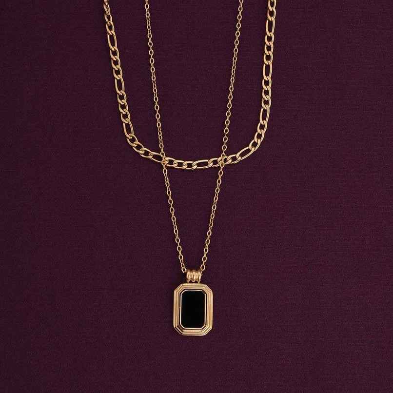 Palmonas Black Onyx Two Layer Necklace for Women | Waterproof and Anti-Tarnish Palmonas Black Onyx Two Layer Necklace for Women | Waterproof and Anti-Tarnish