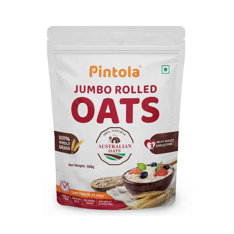 Pintola Oats 100% Jumbo Rolled Oats, Wholegrain, Gluten Free, High Fibre & Protein, Nutritious