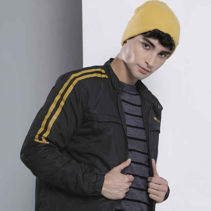 The Indian Garage Co Men's Slim Printed Jacket | Black - L