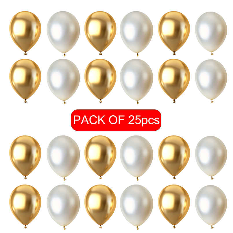Gold Silver Balloons | Birthday Decoration Party Pack | Pack of 25 | Propcon Gold Silver Balloons | Birthday Decoration Party Pack | Pack of 25 | Propcon