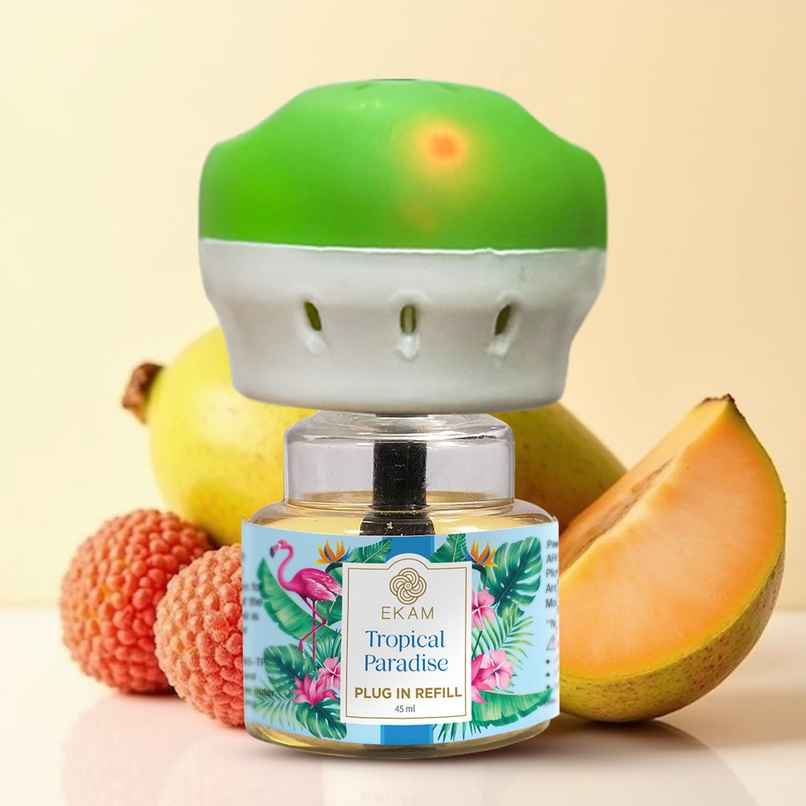 Ekam Tropical Paradise Scented Plug In Air Freshener Kit | 1 x Machine + 1 x Refill Bottle Ekam Tropical Paradise Scented Plug In Air Freshener Kit | 1 x Machine + 1 x Refill Bottle