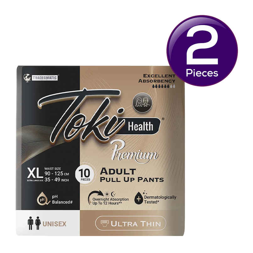 TokiHealth Ultra Thin Premium Pull Up Adult Diapers | Size XL |Waist 35-49 Inches |Pack Of 10 Combo