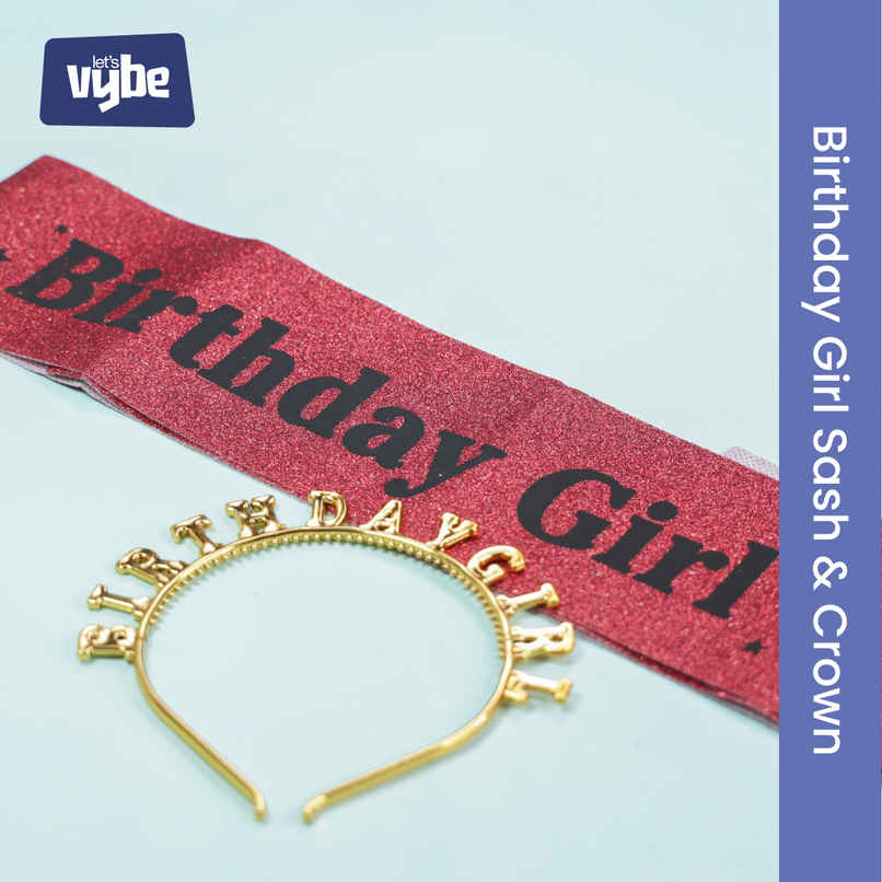 Let's Vybe Birthday Girl Sash and Crown - Assorted Color