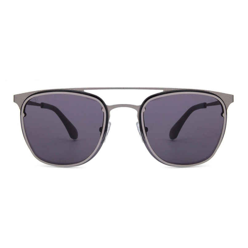 Vincent Chase By Lenskart Unisex Solid Stainless Steel Clubmaster Sunglasses | Dark Grey - M