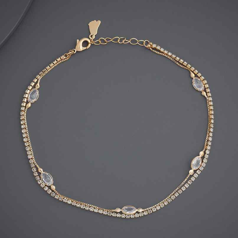 Kushal s Fashion Jewellery White Gold-Plated Zircon Trendy Payal | 441685