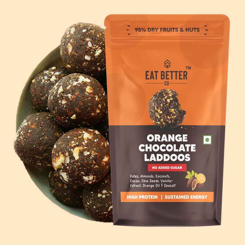 Eat Better Co - Orange & Chocolate Laddoos - No Added Sugar - High Protein, 100% Natural