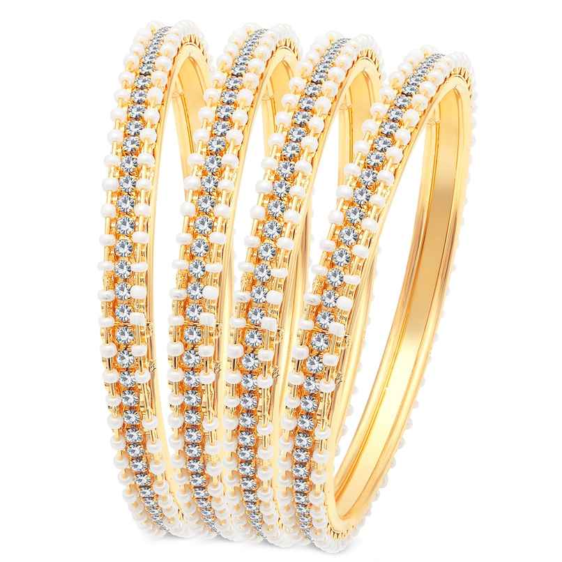 Sukkhi Fascinating Pearl Gold Plated Austrian Diamond Bangles for Women - 2.4