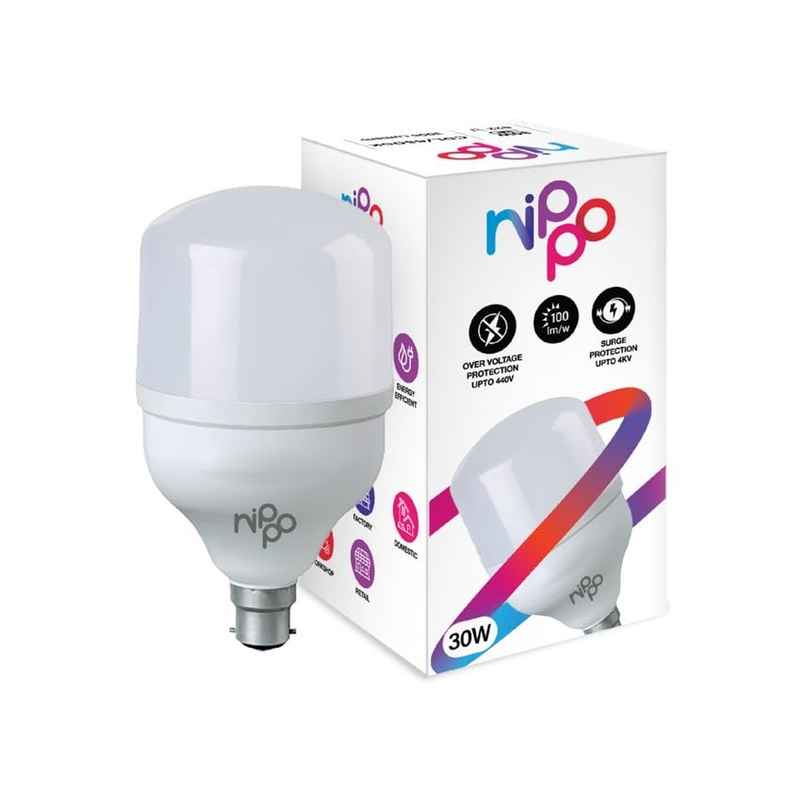 Nippo 30W LED Bulb Cool Day Light | 22 | Voltage Surge Protection | NPB30W | B22 Base Holder