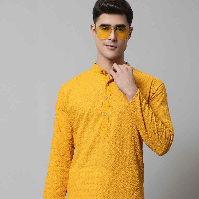 Jompers Men's Kurta | Ko 561 | Mustard - S