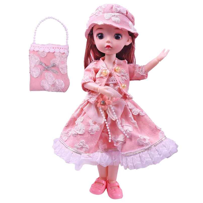 Toyshine Cute Doll with 3D Eyes & Beautiful Wedding Dress | With Movable Joints | 12 Inch | Pink