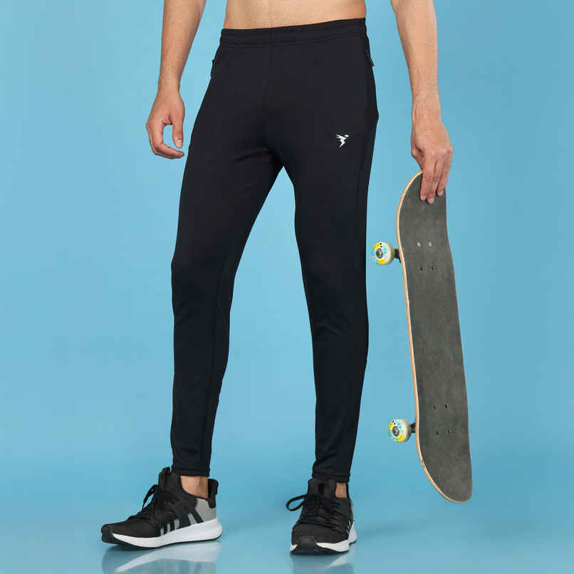 Technosport Men Poly Solid Slim Fit Sports Trackpants with TECHNO DRY | Black | XXL