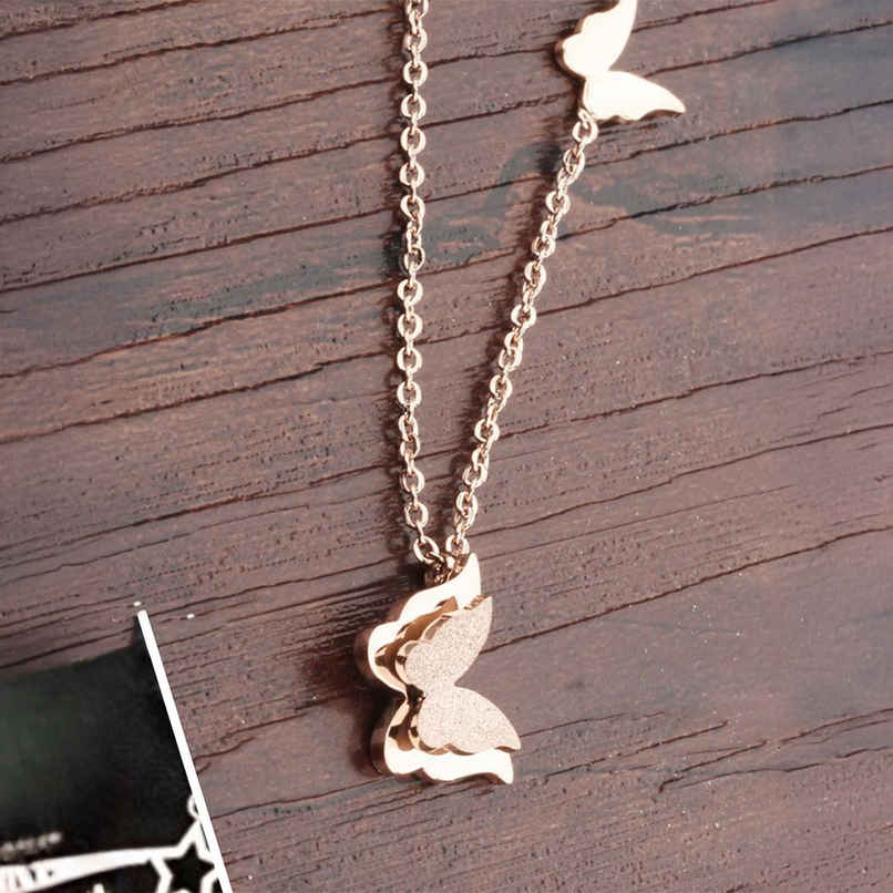YouBella 18k Rose Gold Plated Butterfly Necklace Pendant for Women and Girls (YBNK - 5666)