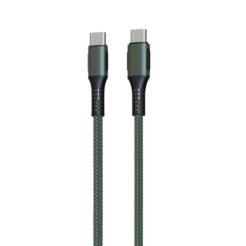 Portronics Konnect C Square 18W POR-1065 Type-C to Type-C 1.2M Type C Devices USB Cable with Power Delivery & 3A Quick Charge Support, Nylon Braided for All Type-C Devices - Green Portronics Konnect C Square 18W POR-1065 Type-C to Type-C 1.2M Type C Devices USB Cable with Power Delivery & 3A Quick Charge Support, Nylon Braided for All Type-C Devices - Green
