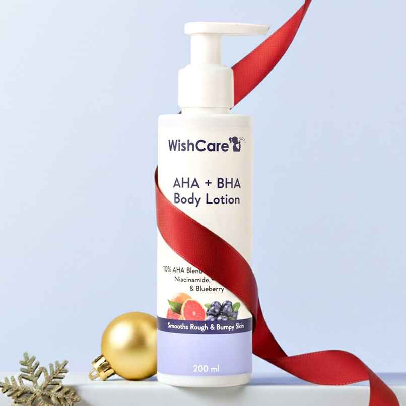 Wishcare 10% AHA + 1% BHA Body Lotion Smooths Rough & Bumpy Skin With Grapefruit & Blueberry