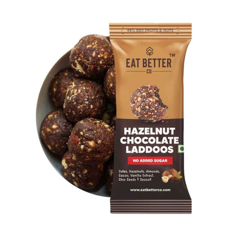 Eat Better Co - Hazelnut & Chocolate Laddoos - No Added Sugar - High Protein, 100% Natural
