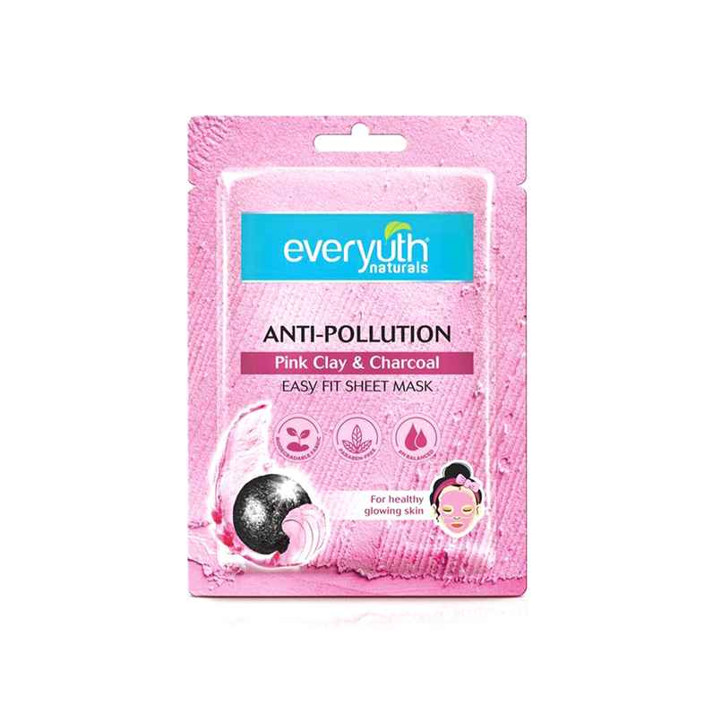 Everyuth Naturals Anti Pollution Pink Clay | Charcoal Sheet Mask Everyuth Naturals Anti Pollution Pink Clay | Charcoal Sheet Mask