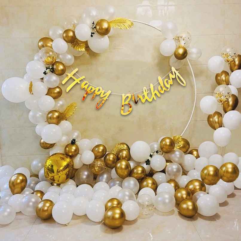 Golden Birthday Decoration Kit | Banner-Metallic Balloons-Glue Dot and More | Pack Of 47 | Party Propz Golden Birthday Decoration Kit | Banner-Metallic Balloons-Glue Dot and More | Pack Of 47 | Party Propz