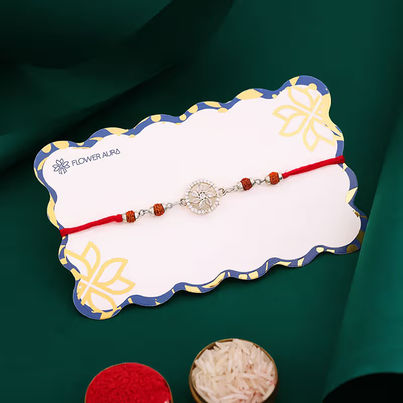 Floral Silver Radiance Rakhi (Floweraura)