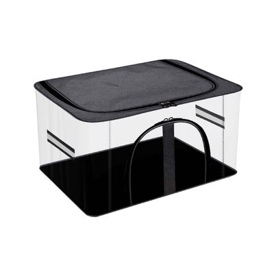 Kuber Industries PVC Transparent Cloth Storage Bag With Handle|Khadi U Zip|Dark Grey Kuber Industries PVC Transparent Cloth Storage Bag With Handle|Khadi U Zip|Dark Grey