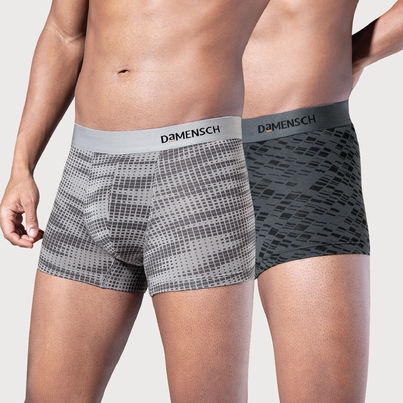 DaMENSCH Men's Modal Trunks | Silver and Grey - M