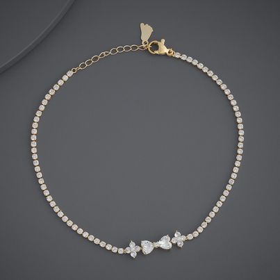 Kushal s Fashion Jewellery White Gold-Plated Zircon Trendy Payal | 441639