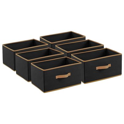Kuber Industries Foldable Storage Boxes (Pack of 6) for Clothes | Toys | Books | Socks (Black) Kuber Industries Foldable Storage Boxes (Pack of 6) for Clothes | Toys | Books | Socks (Black)