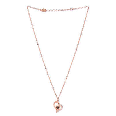 YouBella 18K Rose Gold Plated I Love You in 100 Languages Heart Necklace for Women&Girls(YBNK - 5663)