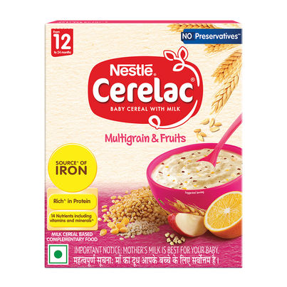 Nestle Cerelac Multigrain & Fruits Baby Food Cereal | No Preservatives | 12 to 24 Months