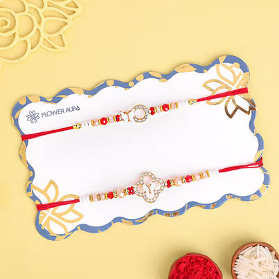 Stone Pearl Studded Rakhis (Floweraura) Set of 2