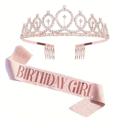 Youbella Stylish Birthday Sash & Crown - Pack Of 2 Pcs Birthday Gifts For Best Friend(Ybhair - 41724)