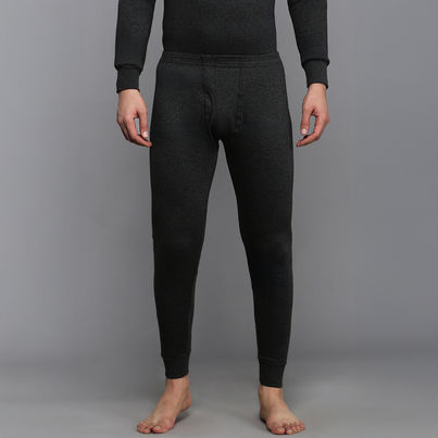 Lux Cozi Men's Heatek Thermal Comfort, Stretchable & Super Warm Trouser | Black Melange-90