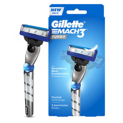 Gillette Mach 3 Turbo Manual Shaving Razor For Men Gillette Mach 3 Turbo Manual Shaving Razor For Men