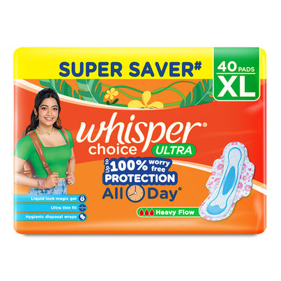 Whisper Choice Ultra Sanitary Pads | XL | 40 pcs
